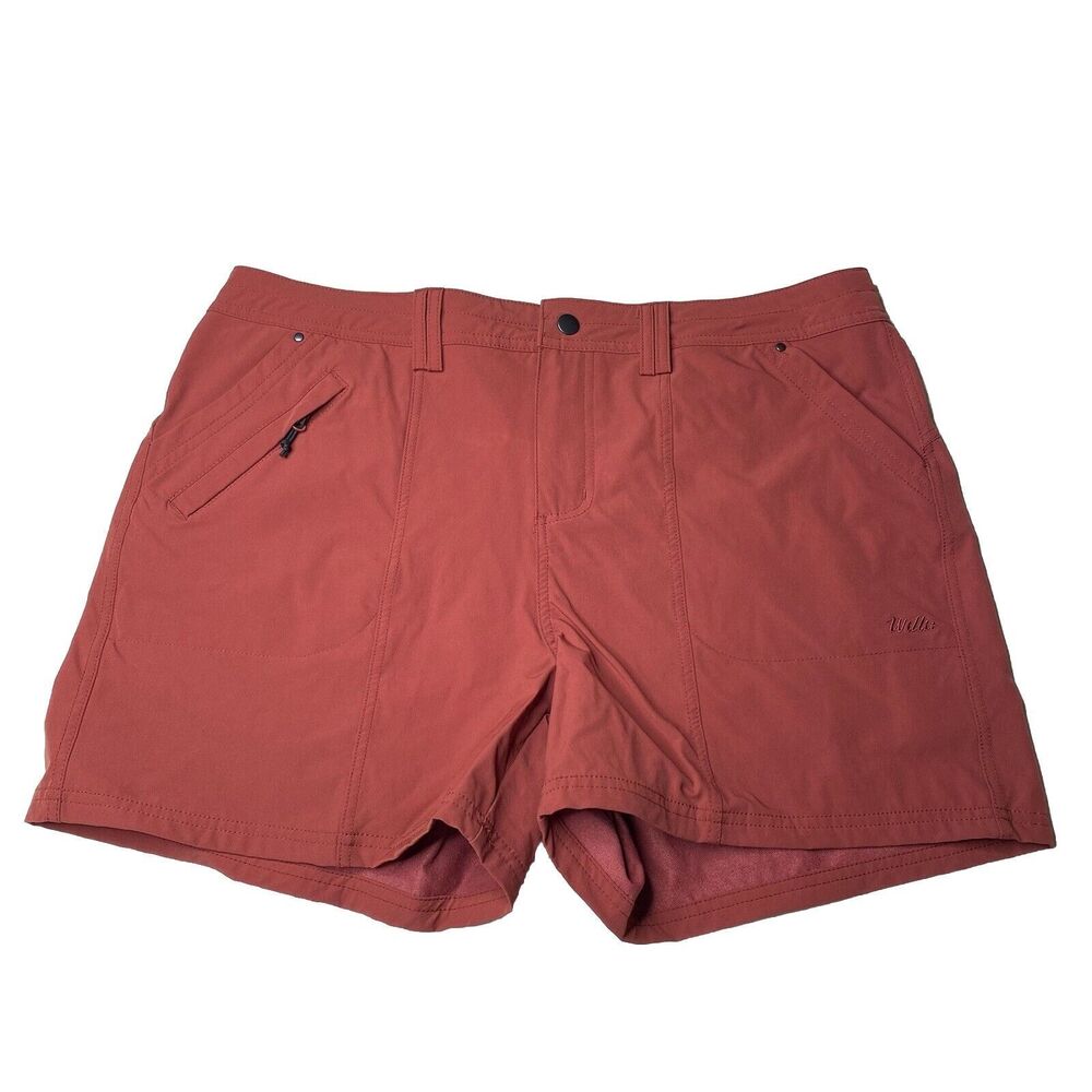 Willit Deep Red Golf Shorts Athletic Belt Loops Zipper fly Pockets Size 14 Women